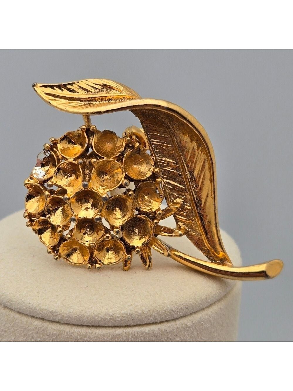 Flower & Leaf Brooch Autumn Tones Textured Gold-Tone Statement Pin